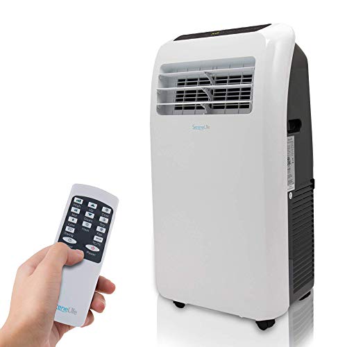 SereneLife 10,000 Portable Air Conditioner + 9000 BTU Heater, 4-in-1 AC Unit with Built-in Dehumidifier, Fan Modes, Remote Control, Complete Window Exhaust Kit for Rooms Up to 350 Sq. Ft, Heat, White