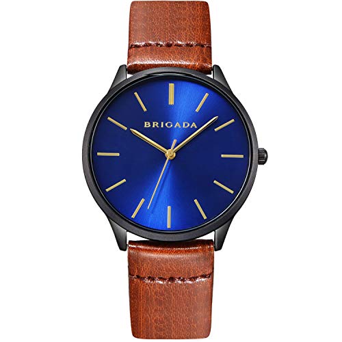 BRIGADA Men's Watches Classic Black Blue Business Casual Wrist Watch for Men Quartz Waterproof Swiss Brand.