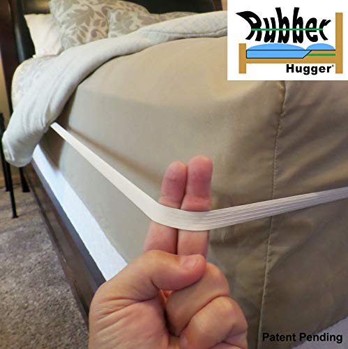 THE RUBBER HUGGER - The Bed Sheet Holder Band – NEW Approach For Keeping Your Sheets On Your Mattress – No Sheet Straps, Sheet Clips, Grippers, or Fasteners. (Medium Size For Queen Mattress)