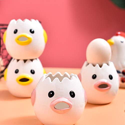 Creative Cartoon Ceramic Egg Yolk and Egg White Separator Egg Opeaner Simple and Practical Small Cute Cartoon Style Automatic Separation Baking Assistant Kitchen Tools (yellow)