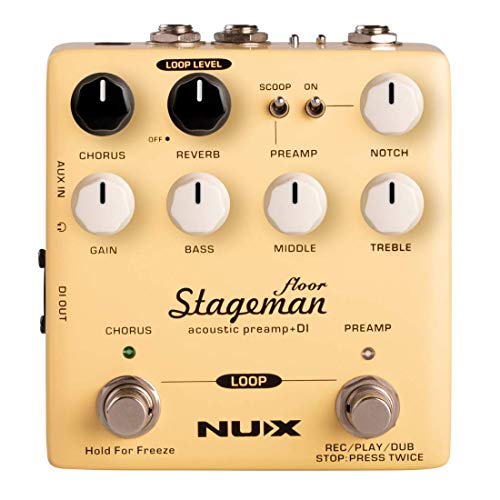NUX Stageman Floor Acoustic Preamp/DI Pedal with Chorus, Reverb,Freeze and 60 seconds Loop for Acoustic Guitar,Violin,Mandolin,Banjo