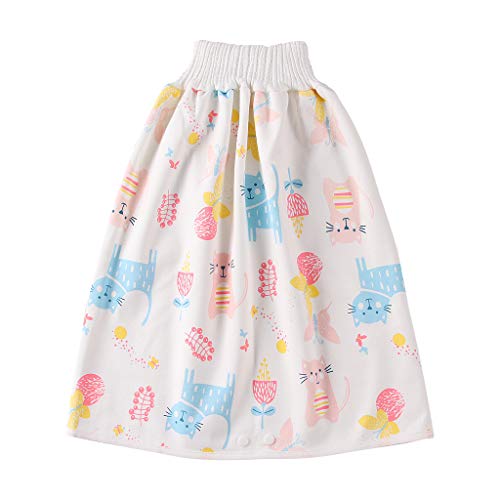 Kids Baby Diaper Skirt Shorts 2 in 1 Boys Girls Training Skirt Bloomer Comfy Reusable Diaper Cover Underwear (Cat, 5-8 Years)