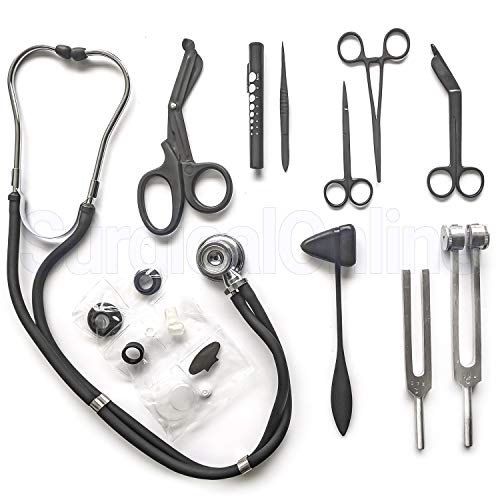 9 Piece Medical Diagnostic Kit in Black Ideal for EMT, Nursing, Surgical, EMS and Medical Student