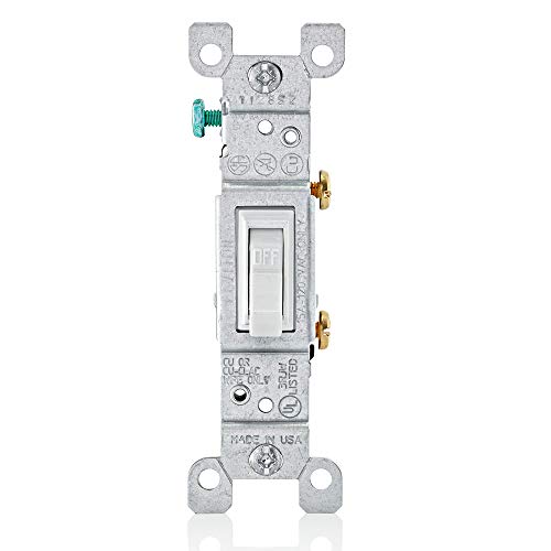 Leviton 1451-2WM 15 Amp, 120 Volt, Toggle Framed Single-Pole Ac Quiet Switch, Residential Grade, Grounding, 10-Pack, White