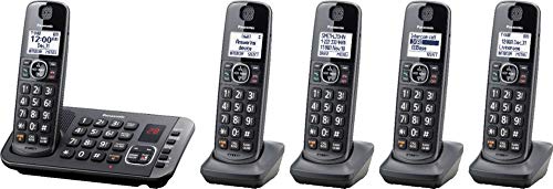 Panasonic KX-TGE645M ( 5 Handsets ) Cordless Phone With Digital Answering System ( Expandable ) DECT 6.0 (Renewed)
