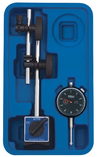 Fowler Full Warranty 52-520-199-0 Magnetic Base and Black Face Indicator with Fine Adjust, 0-1' Measuring Range, 0.001' Graduation Interval