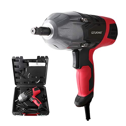 GETUPOWER 120 Volt Electric Impact Wrench 1/2 inch, 350 Ft.lbs Max Torque, Portable Corded Impact Wrench with Sockets and Carry Case