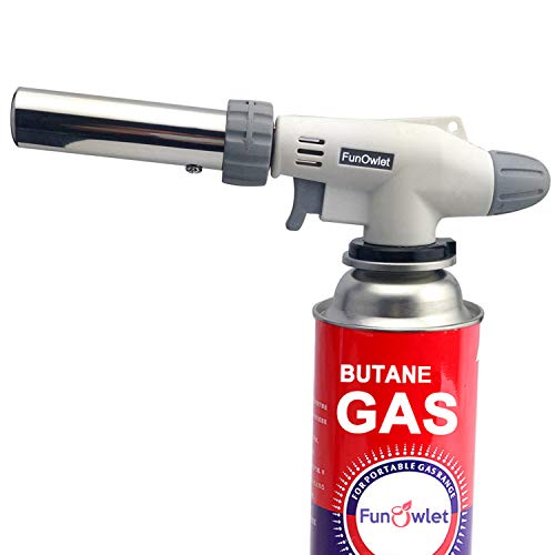 Butane Torch Kitchen Blow Lighter - Culinary Torches Chef Cooking Professional Adjustable Flame with Reverse Use for Creme, Brulee, BBQ, Baking, Jewelry by FunOwlet (Butane Fuel Not Included)