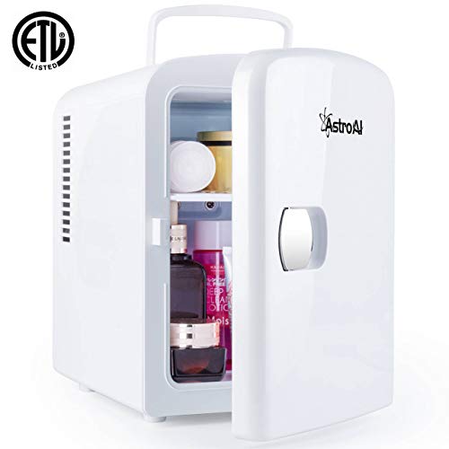 AstroAI Mini Fridge 4 Liter/6 Can AC/DC Portable Thermoelectric Cooler and Warmer for Skincare, Foods, Medications, Home and Travel, White