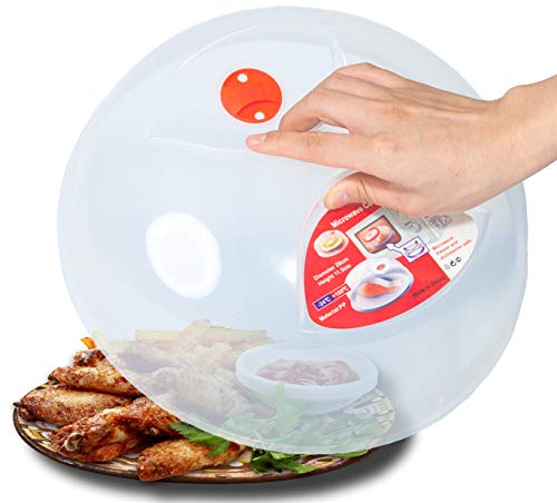 Large Microwave Plate Cover Easy Grip Microwave Splatter Guard Lid With Steam Vent and BPA Free & 11.5 Inch, Dishwasher Safe