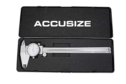 Accusize Industrial Tools 0-8'' by 0.001'' Precision Dial Caliper, Stainless Steel, in Fitted Box, P920-S218