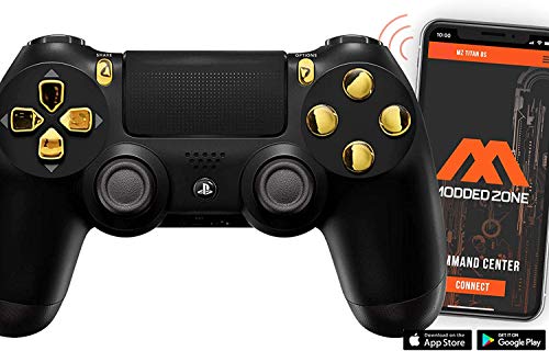 Black/Gold PS4 PRO Smart Rapid Fire Modded Controller Mods for FPS All Major Shooter Games Warzone & More (CUH-ZCT2U)