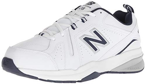 New Balance mens 608 V5 Casual Comfort Cross Trainer, White/Navy, 10.5 Wide US