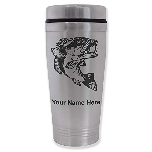 Commuter Travel Mug, Bass Fish, Personalized Engraving Included