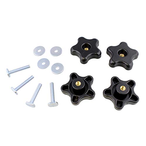 DCT 5 Star Knobs Kit 1/4in-20 Threaded Knob, Bolt with Knob, Clamping Knob Jig Knobs T Track Knobs and Bolts 4-Pack