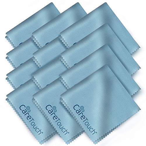 Care Touch Microfiber Cleaning Cloths, 12 Pack - Cleans Glasses, Lenses, Phones, Screens, Other Delicate Surfaces - Large Lint Free Microfiber Cloths - 6'x7'