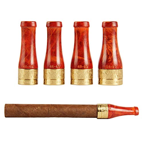 CIGARISM Pure Copper Resin Cigar Mouthpiece Nozzle Holder Pipe 4 Sizes (Red)