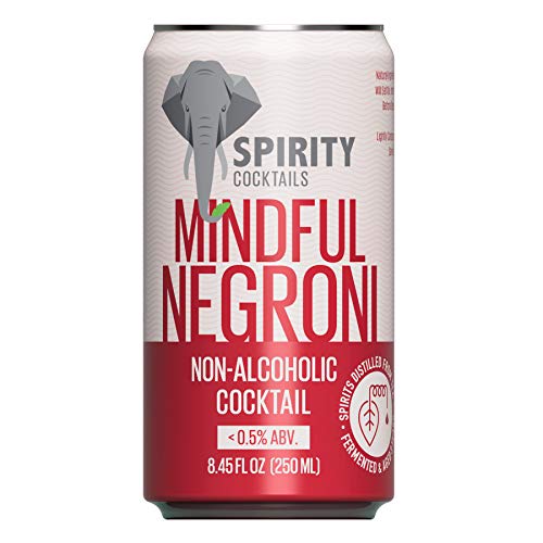 Spirity Cocktails - Mindful Negroni, Non Alcoholic Cocktail, Spirits Distilled from Tea, 8.45 fl oz Cans (4-Pack)