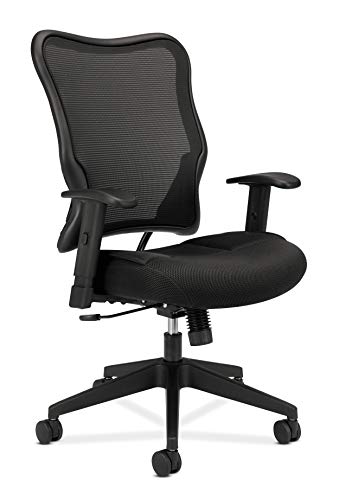 HON Wave Mesh High-Back Task Chair, with Height-Adjustable Arms, in Black (HVL702)