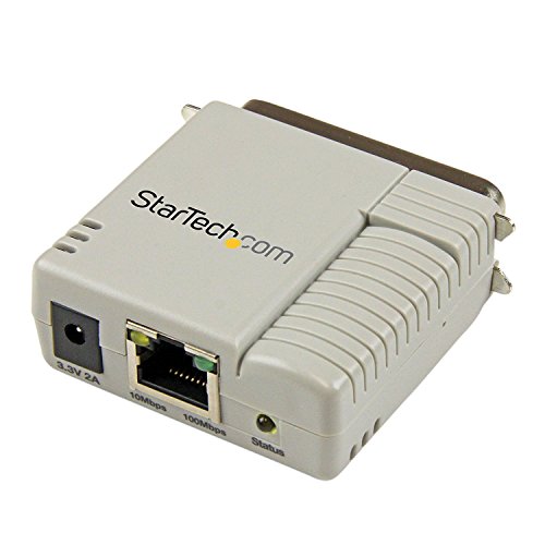 StarTech.com 1-Port 10/100 Mbps Parallel Network Print Server - Fast Centronics Ethernet Printer Server Adapter - Windows 10 (PM1115P2),Beige