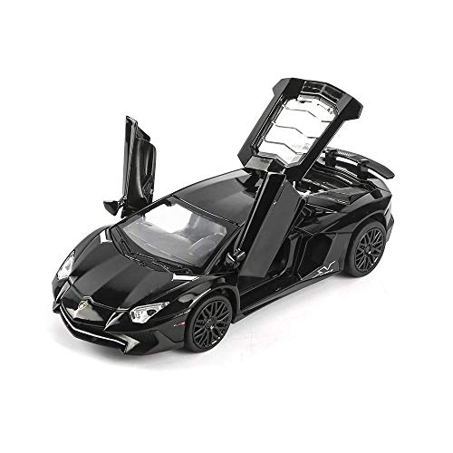 Alloy Collectible Black Lamborghini Toy Vehicle Pull Back Die-Cast Car Model with Lights and Sound