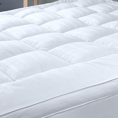 D & G THE DUCK AND GOOSE CO Upgraded! 3-Inch Extra Thick Mattress Topper with 100% Cotton Cover, Full Size, New & Improved Down Alternative Bed Topper for Optimum Cushioning & Support, Breathable