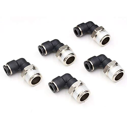 CEKER 3/8 Elbow Male Airlines Push Fittings 90 Degree Push to Connect Fittings Air Fittings, PL 1/4' Tubing Od x 3/8' Npt Thread Pneumatic Push in Connectors Quick Connect Tube Fittings 5Packs