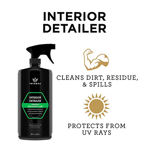 Interior Quick Detailer - Stain Remover, Dashboard Cleaner and Protectant, Car Vinyl, Rubber, Leather Cleaning tool. 18oz TriNova
