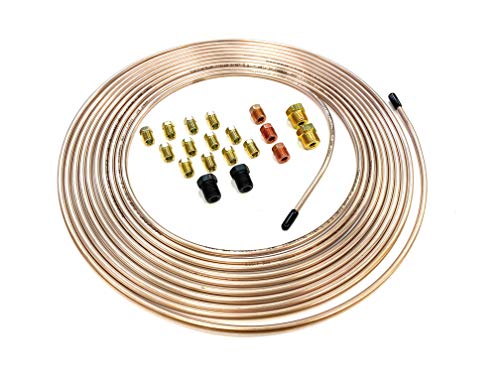 25 Feet of 3/16 Inch (4.75 mm) Copper Nickel Brake Line (.028' Wall Thickness) with Fittings