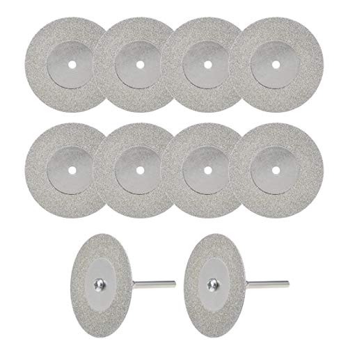 uxcell 10 Pcs 40mm Diamond Cutting Wheels Cut Off Discs with 2 Pcs Mandrels for Rotary Tool