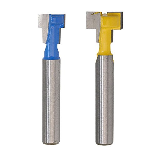 T-Slot Cutter Router Bits for 3/8' & 1/2' Hex Bolt, 1/4' Shank Grooving Bits Slotting Milling Cutters Woodworking Tool (Pack of 2)
