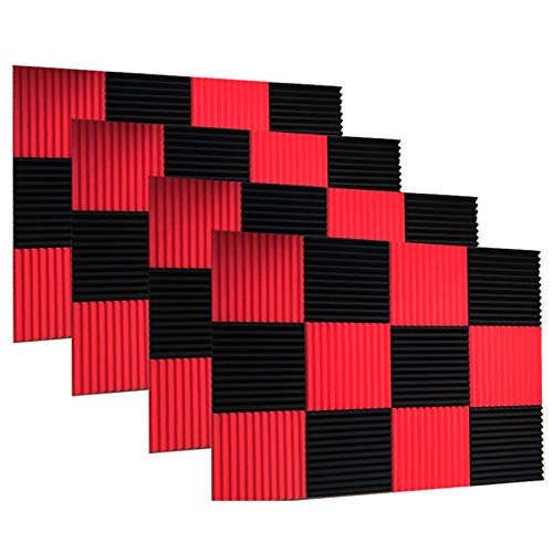 48 Pack Black red 1' x 12' x 12' Acoustic Wedge Studio Foam Sound Absorption Wall Panels