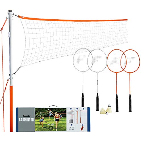 Franklin Sports Badminton Set - Backyard Badminton Net Set - Rackets and Birdies Included - Backyard or Beach Badminton Set - Starter Set