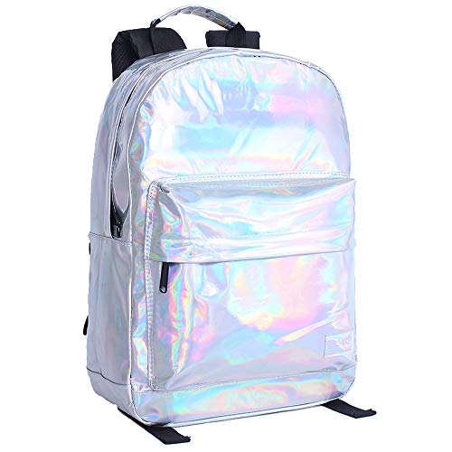 J.CARP Women's Backpack, Multipurpose Day Pack, Holographic Silver