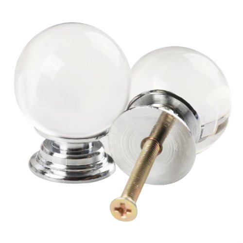 Revesun 10PCS/LOT Diameter 30mm Clear Crystal Glass Ball Shaped Door Knobs Cabinet Pulls Cupboard Handles Drawer Knobs Wardrobe Home Hardware