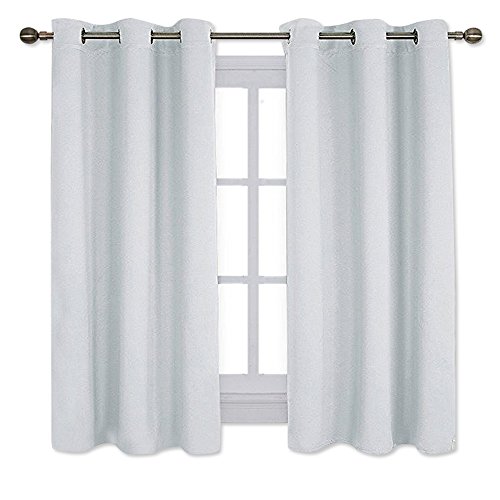 NICETOWN Window Treatment Thermal Insulated Grommet Room Darkening Curtains Drapes for Bedroom(2 Panels,42 by 63,Platinum-Greyish White)
