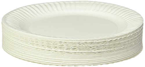 Empress Uncoated Paper Plate, 9 Inches, White, Pack of 100 - 1004997