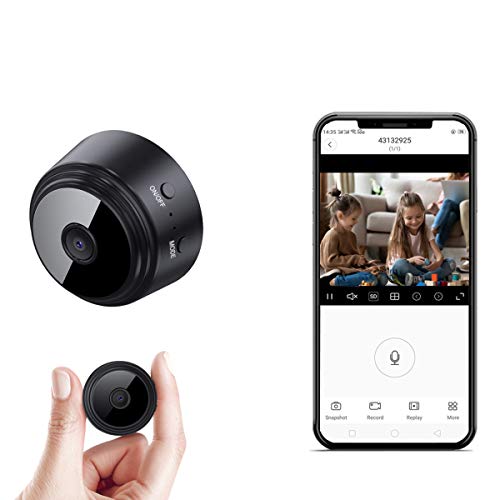 Mini-Spy-Camera-WiFi 1080P Wireless Hidden Camera, Spy Cam Nanny Cam Audio Record Live Streaming, Small Surveillance Camera Night Vision Motion Detection for Home/Security/Car (with PC/Phone APP)