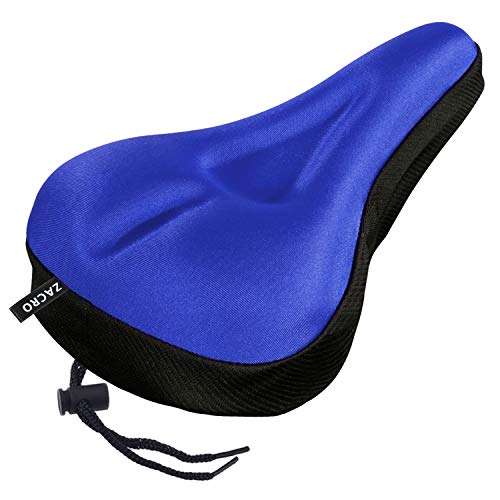 Zacro Gel Bike Seat, Extra Soft Bicycle Seat, Saddle Cushion with Black Water and Dust Resistant Cover, Blue