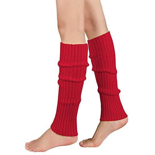 Zando Women's Knit Leg Warmers Adult Junior 80s Fashion Long Socks for Party Sports Yoga Red One Size