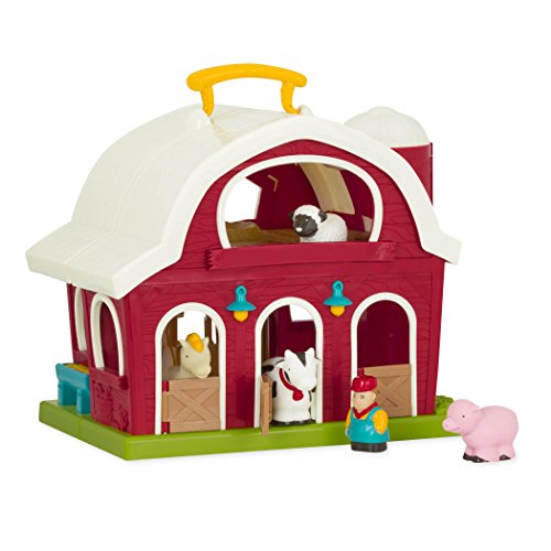 Battat – Big Red Barn – Animal Farm Playset for Toddlers 18M+ (6Piece), Dark Red, 13.5' Large x 9' W x 12' H