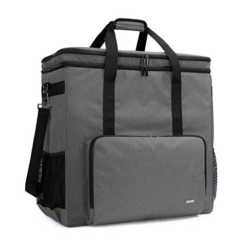 CURMIO Double-Layer Carrying Case for Computer Tower, Desktop Computer Travel Storage Tote Bag for PC Chassis, Keyboard, Cable and Mouse, Headphone, Bag Only, Grey