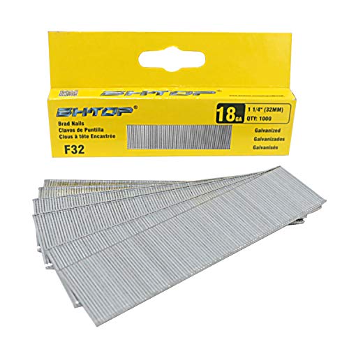 BHTOP F32 1 1/4' 18 Guage Galvanized brad Nails (1000-Pack)