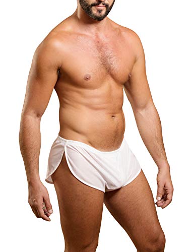 Mens Extreme Mesh Shorts with Large Split Sides Color White Size M