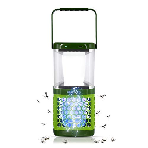 YUNLIGHTS 2-in-1 Solar Bug Zapper LED Camping Lantern, Portable Waterproof Mosquito Killer Lamp with 3 Lighting Modes and USB Charging for Indoor, Outdoor, Home, Hiking, Fishing, Emergency