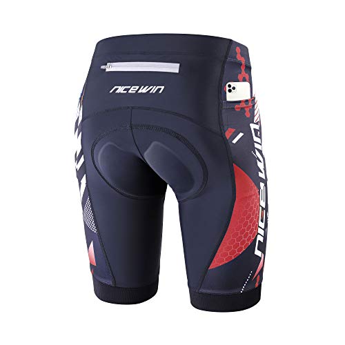 Men’s Cycling Shorts Motorcycle Bike Riding Tights 3D Padded Quick-Dry Half Pants Red L