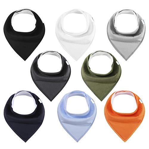 Baby Bibs 8 Pack Unisex Baby Bandana Drool Bibs for Boys & Girls Solid Colors by YOOFOSS