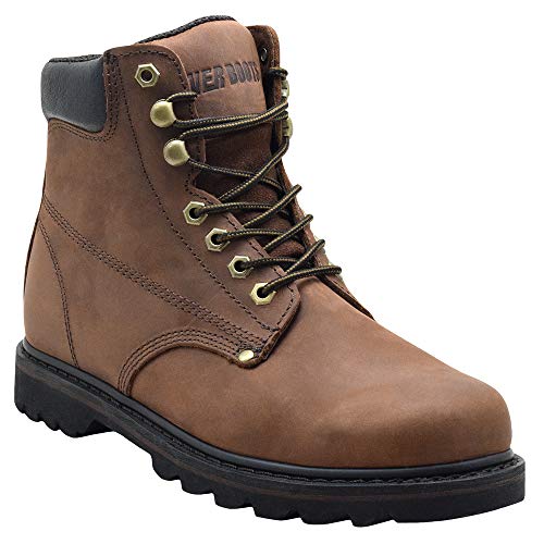 EVER BOOTS 'Tank Men's Soft Toe Oil Full Grain Leather Insulated Work Boots Construction Rubber Sole (12 D(M), Darkbrown)