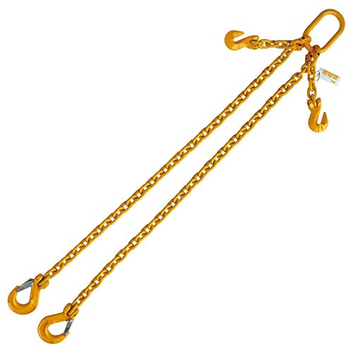 Grade 80 5/16'X10' Chain Sling Double Leg Adjustable with Sling Hooks 7800 LBS Capacity