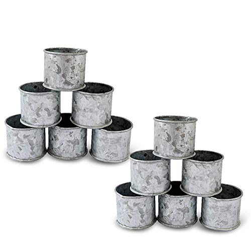 Kaizen Casa Galvanized Design Rustic Style Metal Napkin Ring for Dinning Table Parties Everyday, Set of 12